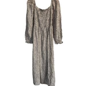 NWT Pinup Fashion Cream/Brown Midi Dress Smocking Size 16W